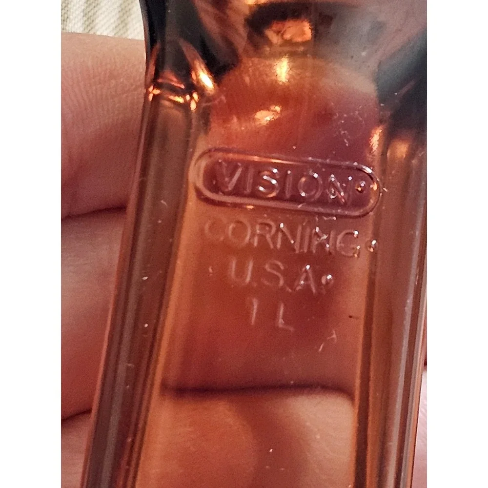 Visions Corning Amber Glass 1L Saucepan with Lid V-1-B Pour Spout Made in USA